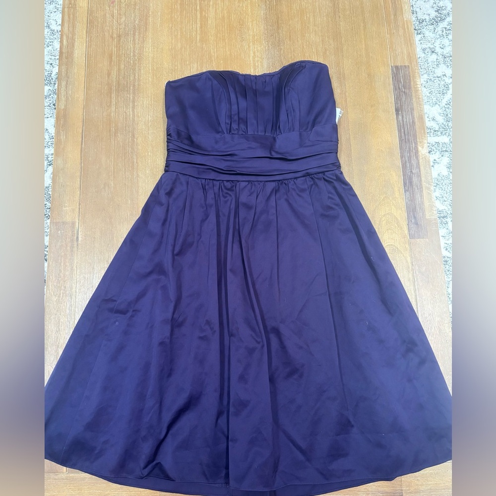 David's Bridal Strapless Dress in Rich Purple